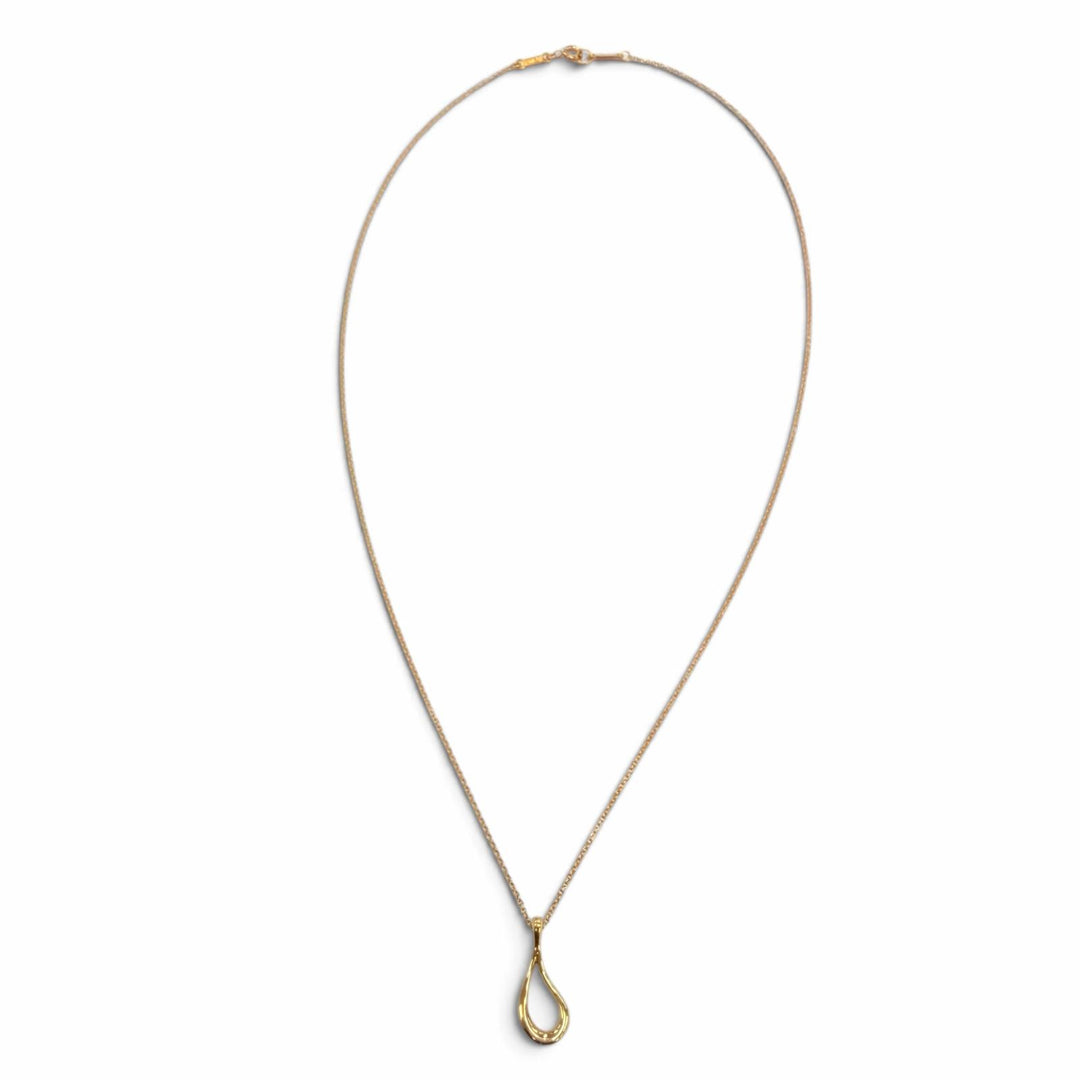 極美品☆TIFFANY&amp;Co. ティファニー オープンティアドロップ ペンダント 750（YG）ネックレス イエローゴールド 重量2.04g 箱・保存袋付き