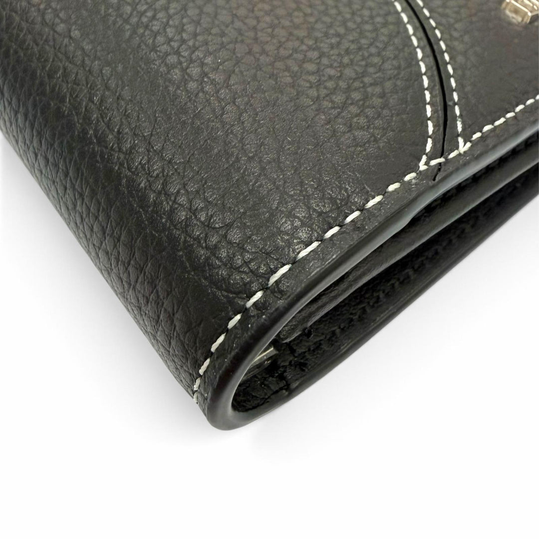 極美品▼DIOR ディオール オム 2ADBC330YKK Saddle サドル レザー ロゴ金具 ロングウォレット 二つ折り 長財布 ブラック メンズ 箱付き