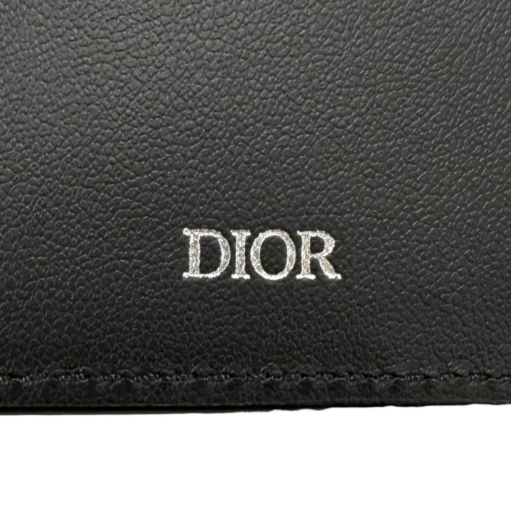 極美品▼DIOR ディオール オム 2ADBC330YKK Saddle サドル レザー ロゴ金具 ロングウォレット 二つ折り 長財布 ブラック メンズ 箱付き