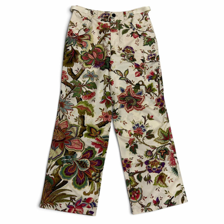 未使用品★Christian Dior クリスチャンディオール 417P57A3269 シルク混 ロゴバックル フローラルプリント ミリタリー パンツ 42 正規品