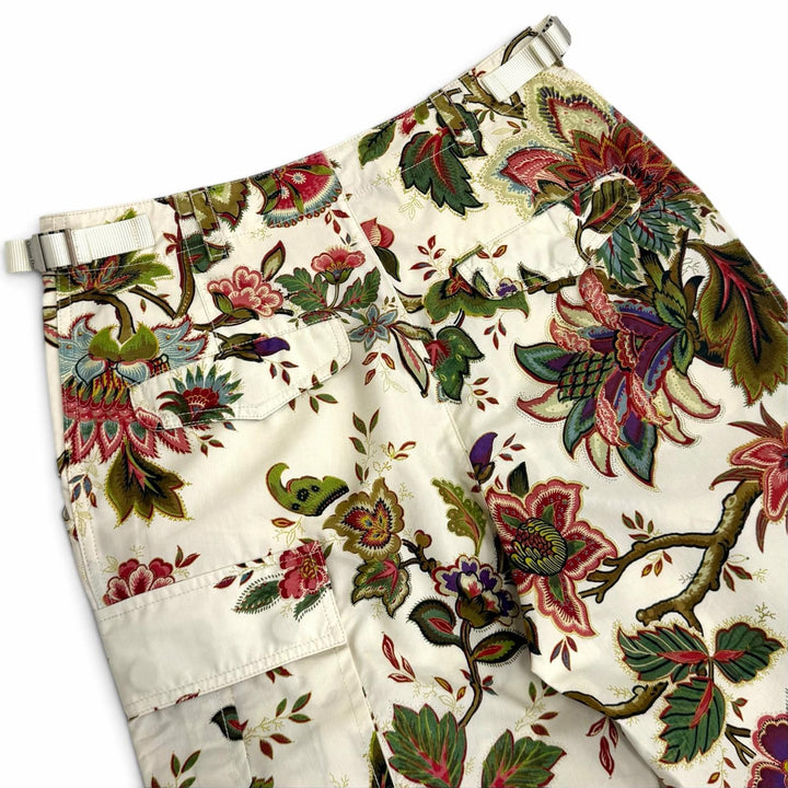 未使用品★Christian Dior クリスチャンディオール 417P57A3269 シルク混 ロゴバックル フローラルプリント ミリタリー パンツ 42 正規品