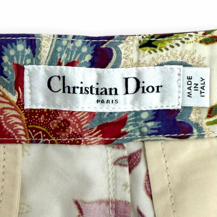 未使用品★Christian Dior クリスチャンディオール 417P57A3269 シルク混 ロゴバックル フローラルプリント ミリタリー パンツ 42 正規品
