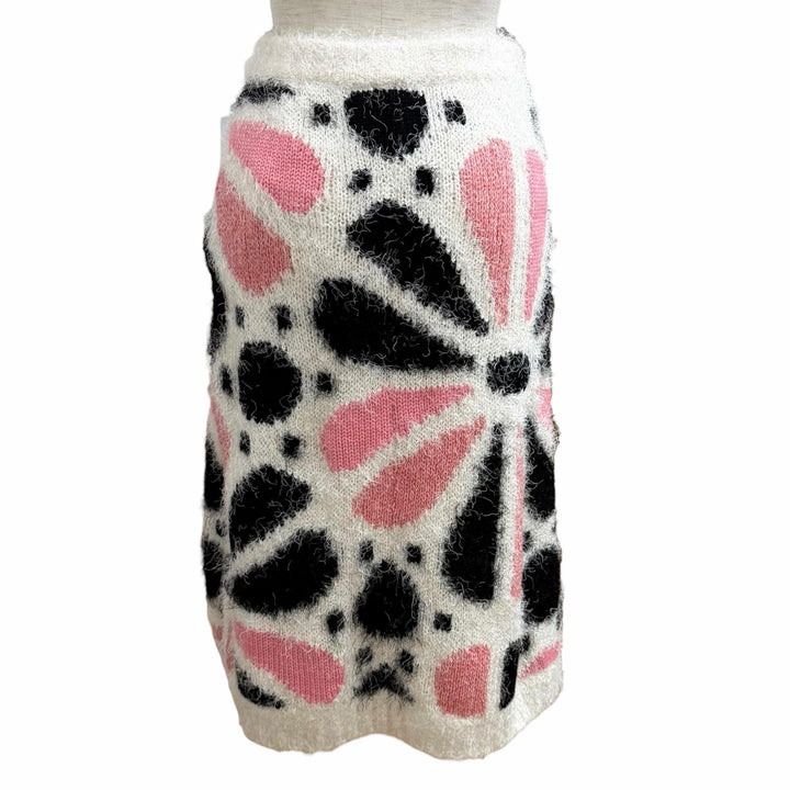 未使用品★CHANEL シャネル P76107 カシミヤ シルク混 ココマーク クリアカメリアパーツ スパンコール ニット スカート マルチ 36 伊製