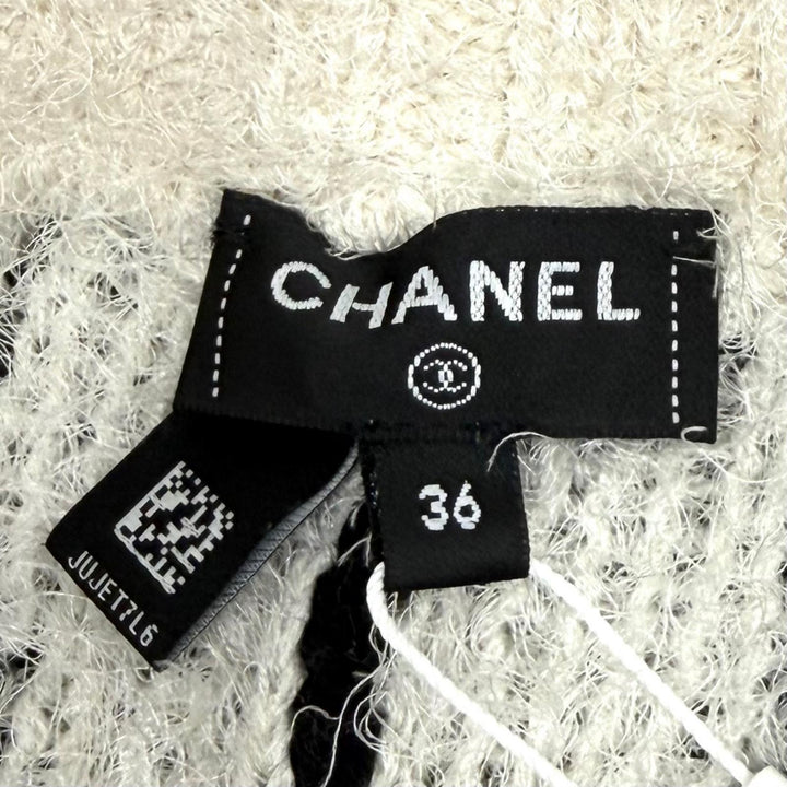 未使用品★CHANEL シャネル P76107 カシミヤ シルク混 ココマーク クリアカメリアパーツ スパンコール ニット スカート マルチ 36 伊製