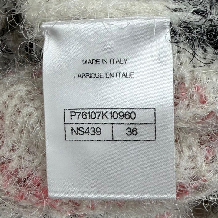 未使用品★CHANEL シャネル P76107 カシミヤ シルク混 ココマーク クリアカメリアパーツ スパンコール ニット スカート マルチ 36 伊製