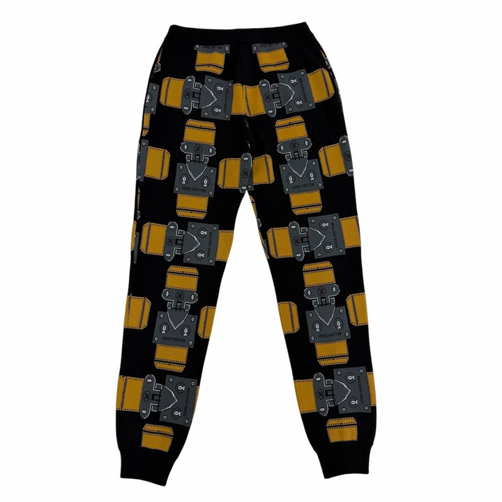 美品☆LOUIS VUITTON ルイヴィトン ジャガード 金具モチーフ モノグラムドローコード ニットジョガーパンツ S イタリア製 正規品