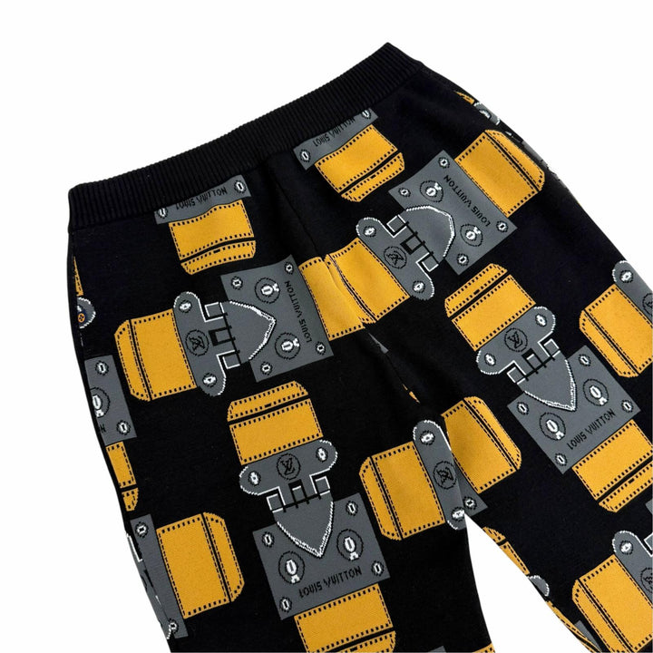 美品☆LOUIS VUITTON ルイヴィトン ジャガード 金具モチーフ モノグラムドローコード ニットジョガーパンツ S イタリア製 正規品