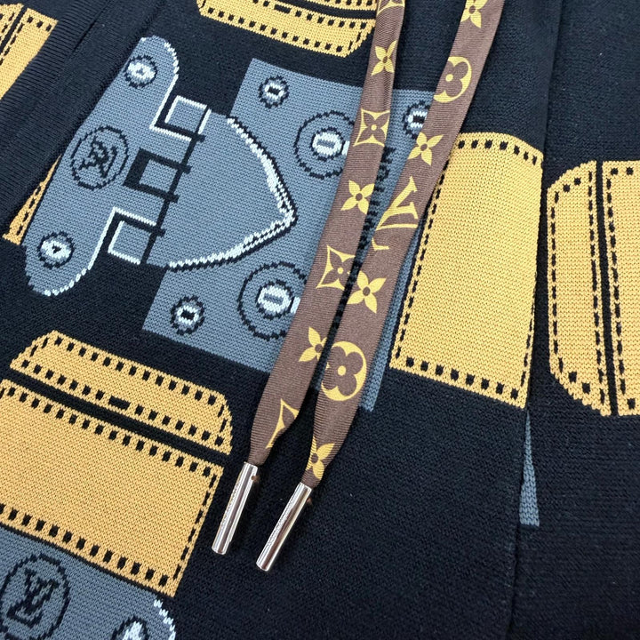 美品☆LOUIS VUITTON ルイヴィトン ジャガード 金具モチーフ モノグラムドローコード ニットジョガーパンツ S イタリア製 正規品