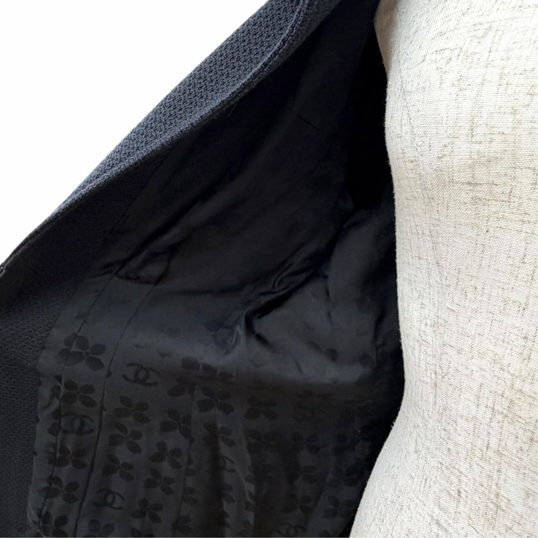 良品△CHANEL シャネル ヴィンテージ 02P P19669 ココマーク パールボタン 4ポケット スキッパーデザイン ツイードジャケット 44 正規品