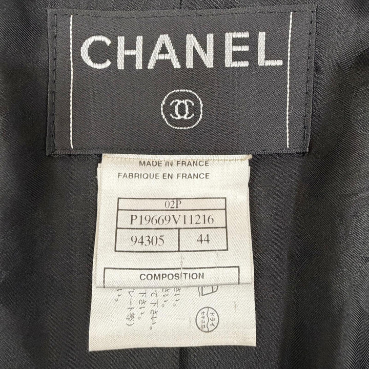 良品△CHANEL シャネル ヴィンテージ 02P P19669 ココマーク パールボタン 4ポケット スキッパーデザイン ツイードジャケット 44 正規品