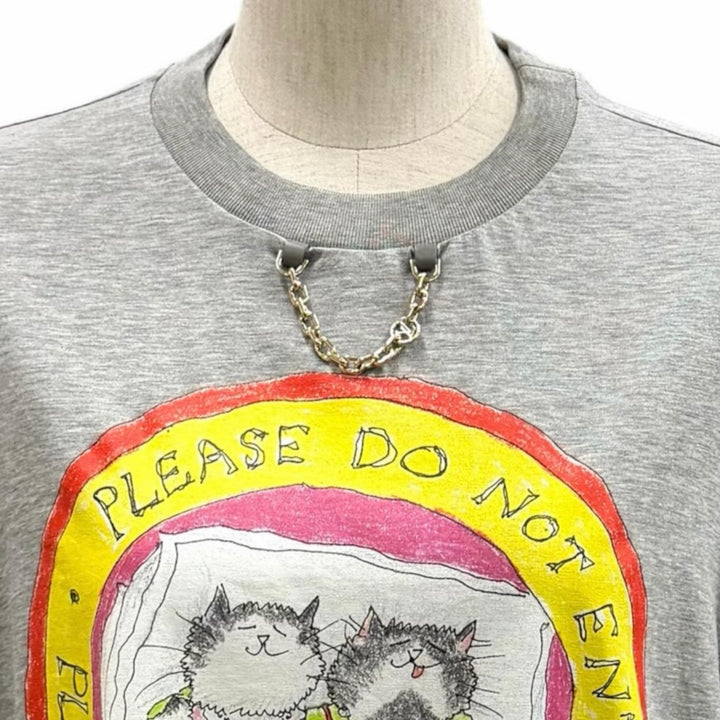 極美品★ルイヴィトン 26SS 1AHYSK キャットスタンプ Tシャツ コットン100％ グレース コディントン LVチェーン 半袖Ｔシャツ M 正規品