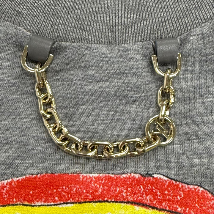 極美品★ルイヴィトン 26SS 1AHYSK キャットスタンプ Tシャツ コットン100％ グレース コディントン LVチェーン 半袖Ｔシャツ M 正規品