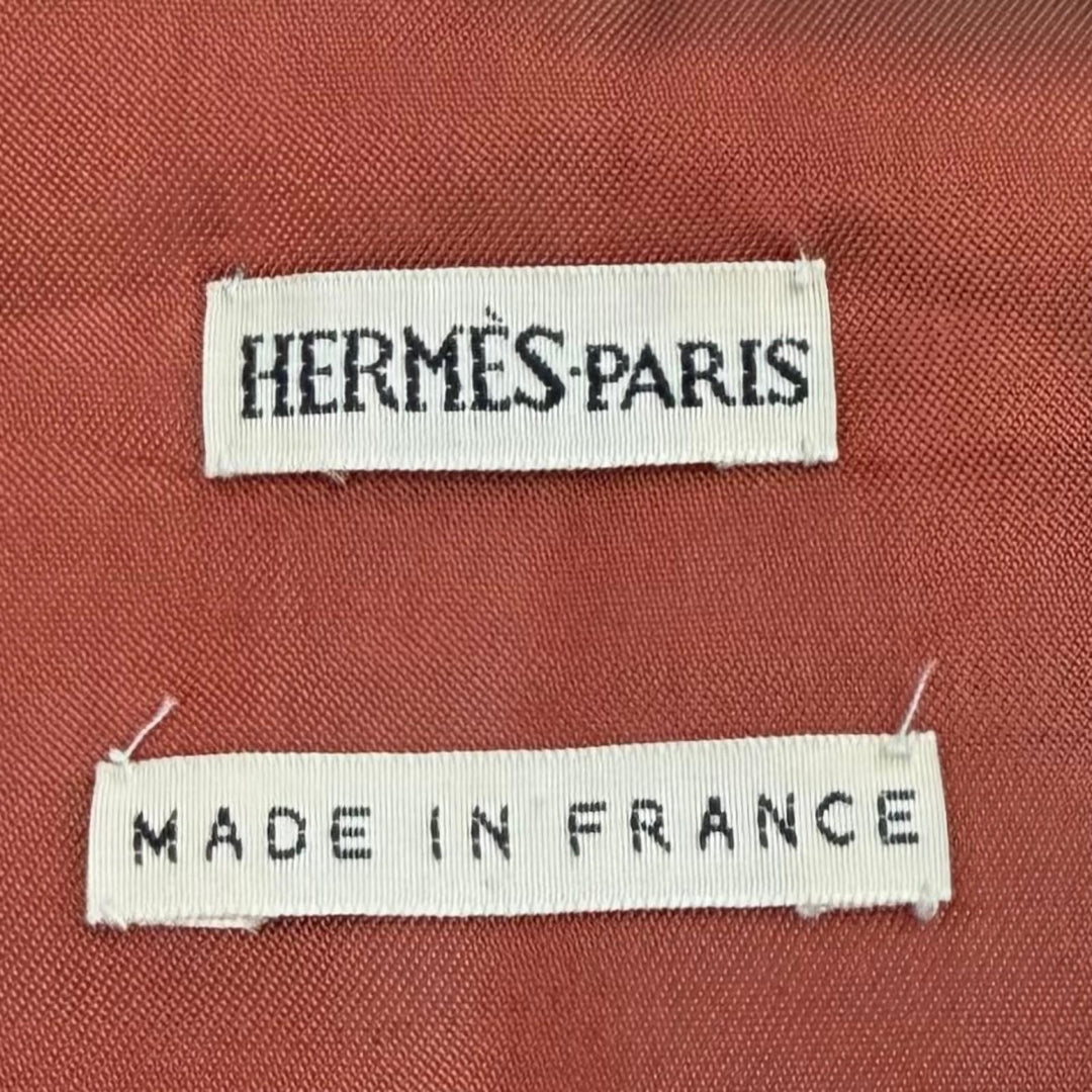 極美品★HERMES エルメス ヴィンテージ シルク100％ マルジェラ期 シェルボタン 惑星柄 ジレ ベスト ブラウン 38 フランス製 正規品