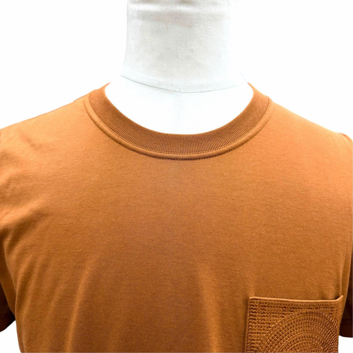 極美品☆HERMES エルメス 3H4614DL コットン100％ Hロゴ ポケット付 クルーネック 半袖Ｔシャツ ブラウン 44 フランス製 メンズ