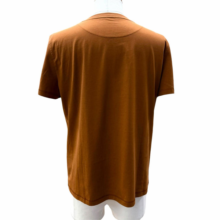 極美品☆HERMES エルメス 3H4614DL コットン100％ Hロゴ ポケット付 クルーネック 半袖Ｔシャツ ブラウン 44 フランス製 メンズ