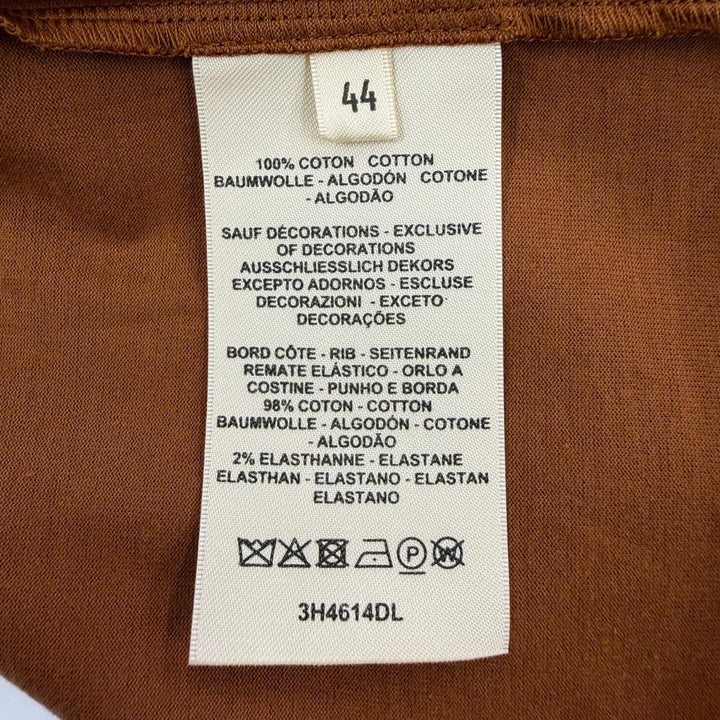 極美品☆HERMES エルメス 3H4614DL コットン100％ Hロゴ ポケット付 クルーネック 半袖Ｔシャツ ブラウン 44 フランス製 メンズ