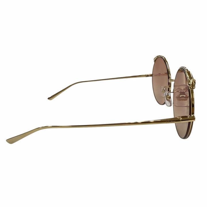 未使用品☆Cartier カルティエ CT01495 パンテール ラウンド ハーフリム サングラス ゴールド 60□20 デモレンズ イタリア製 箱付