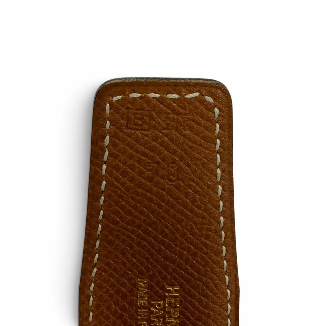 美品☆HERMES エルメス ヴィンテージ ゴールド金具 マルジェラ期 Hロゴ金具 リバーシブル レザー ベルト ブラック ブラウン 70 □B刻印