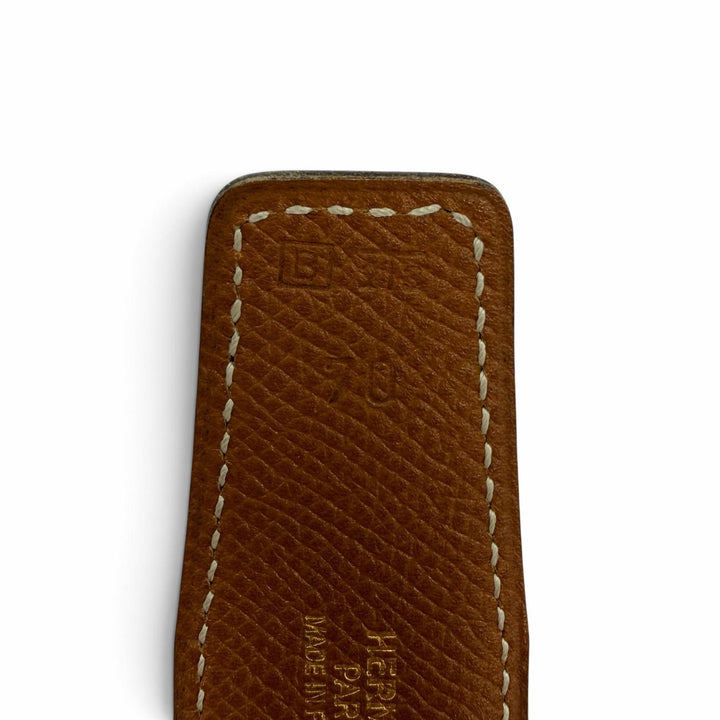 美品☆HERMES エルメス ヴィンテージ ゴールド金具 マルジェラ期 Hロゴ金具 リバーシブル レザー ベルト ブラック ブラウン 70 □B刻印