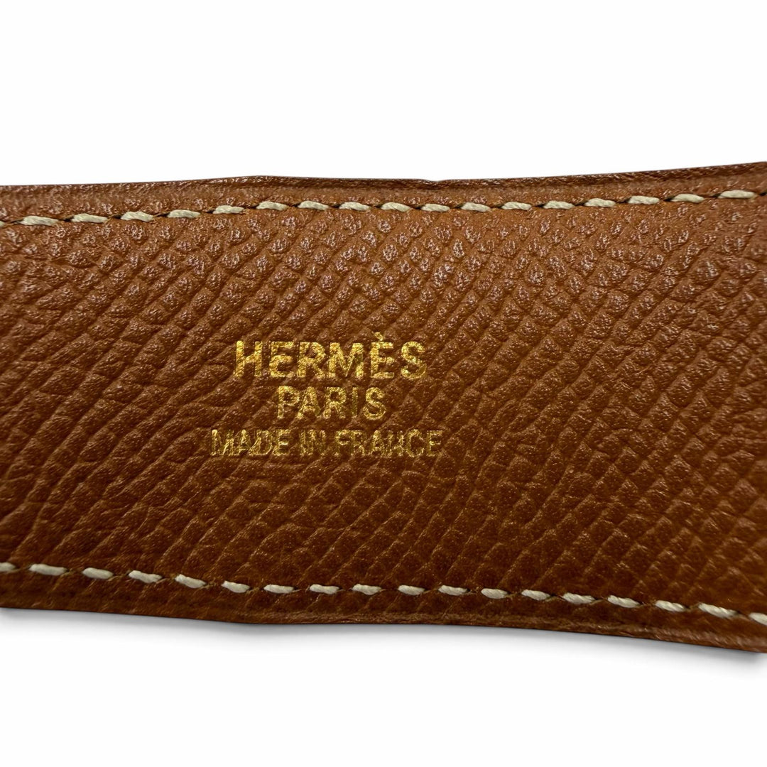美品☆HERMES エルメス ヴィンテージ ゴールド金具 マルジェラ期 Hロゴ金具 リバーシブル レザー ベルト ブラック ブラウン 70 □B刻印