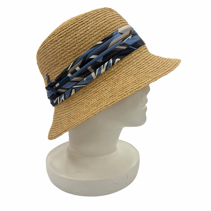 極美品☆HERMES エルメス シルク使い ラフィア ストローハット 麦わら帽子 ハット ナチュラル 59 フランス製 正規品 レディース