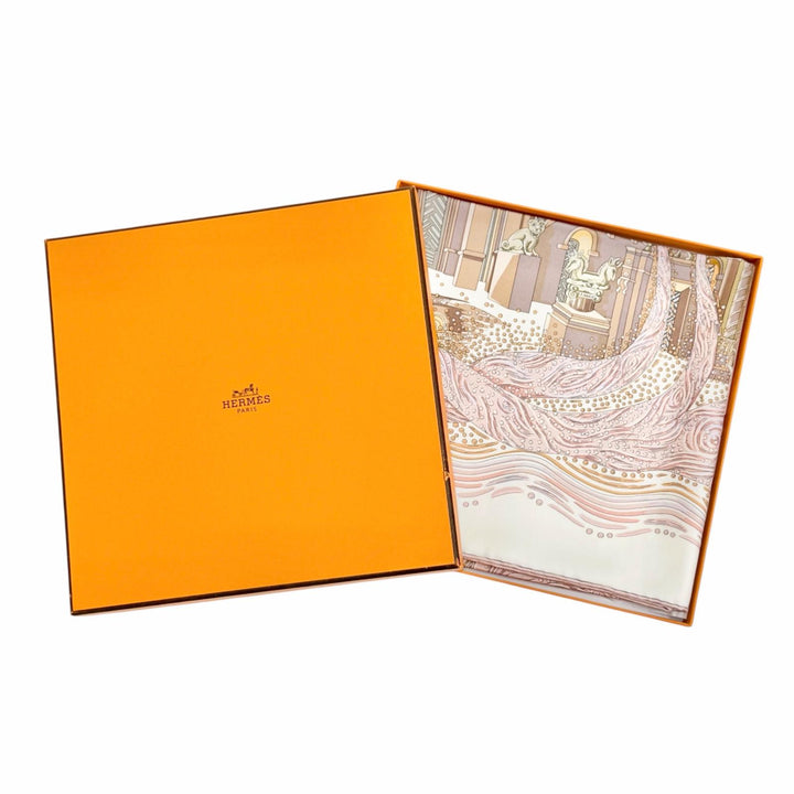 極美品△HERMES エルメス Les Rivieres de Babel バベルの川 シルク100％ スカーフ ピンク系 フランス製 レディース 箱付き オススメ◎