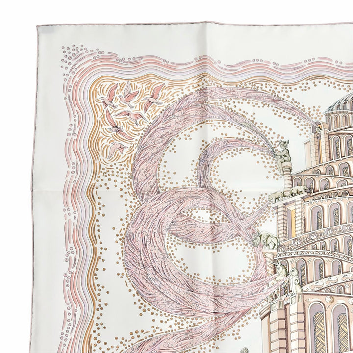 極美品△HERMES エルメス Les Rivieres de Babel バベルの川 シルク100％ スカーフ ピンク系 フランス製 レディース 箱付き オススメ◎