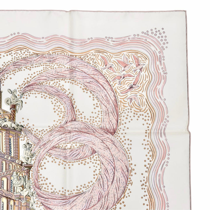 極美品△HERMES エルメス Les Rivieres de Babel バベルの川 シルク100％ スカーフ ピンク系 フランス製 レディース 箱付き オススメ◎