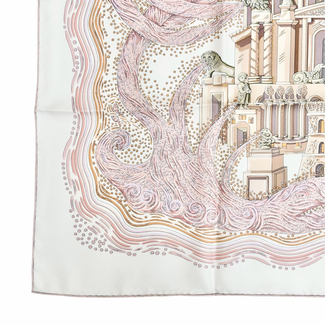 極美品△HERMES エルメス Les Rivieres de Babel バベルの川 シルク100％ スカーフ ピンク系 フランス製 レディース 箱付き オススメ◎