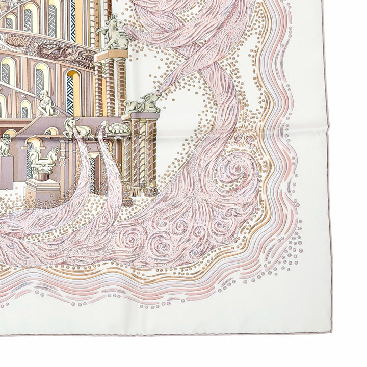 極美品△HERMES エルメス Les Rivieres de Babel バベルの川 シルク100％ スカーフ ピンク系 フランス製 レディース 箱付き オススメ◎