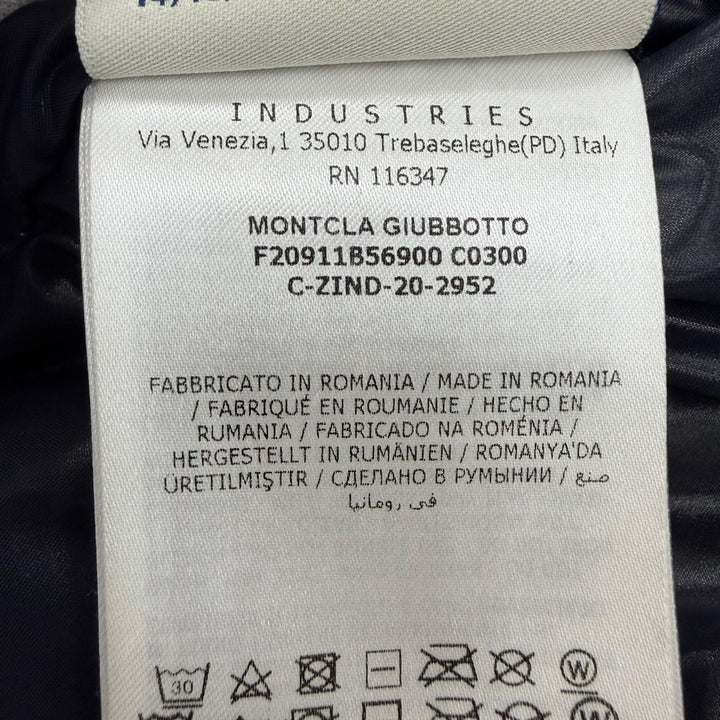 良品☆MONCLER モンクレール 20-21AW MONTCLA ロゴ刺繍 ロゴワッペン・フード付 ZIP UP ダウンコート ネイビー 3 正規品 メンズ