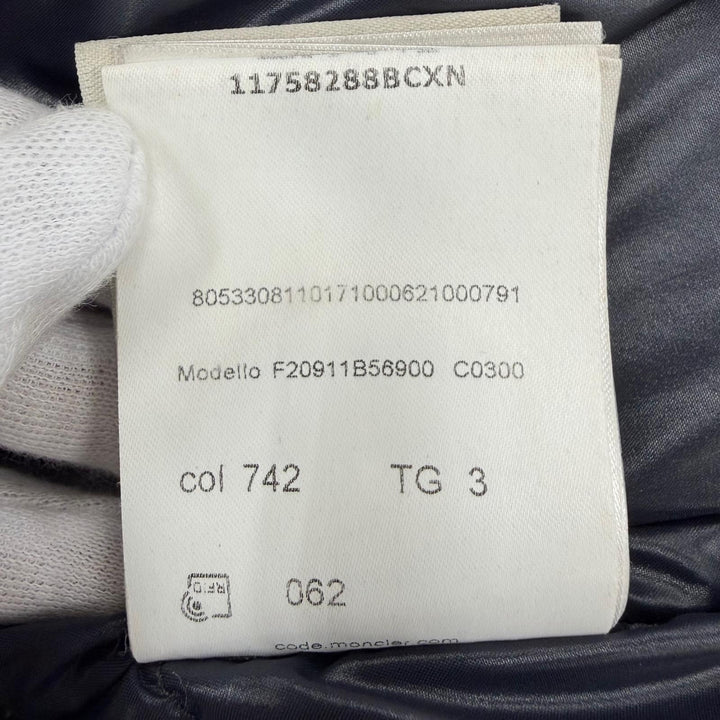 良品☆MONCLER モンクレール 20-21AW MONTCLA ロゴ刺繍 ロゴワッペン・フード付 ZIP UP ダウンコート ネイビー 3 正規品 メンズ