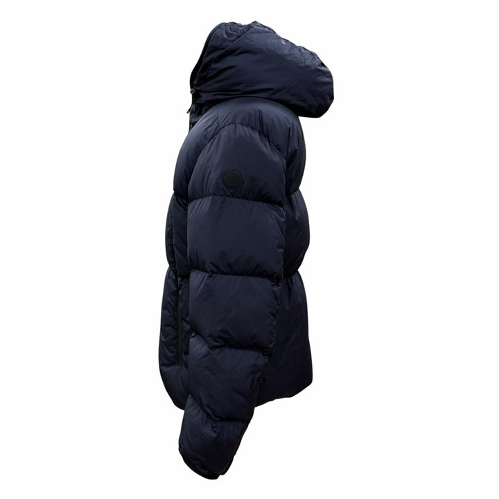 良品☆MONCLER モンクレール 20-21AW MONTCLA ロゴ刺繍 ロゴワッペン・フード付 ZIP UP ダウンコート ネイビー 3 正規品 メンズ
