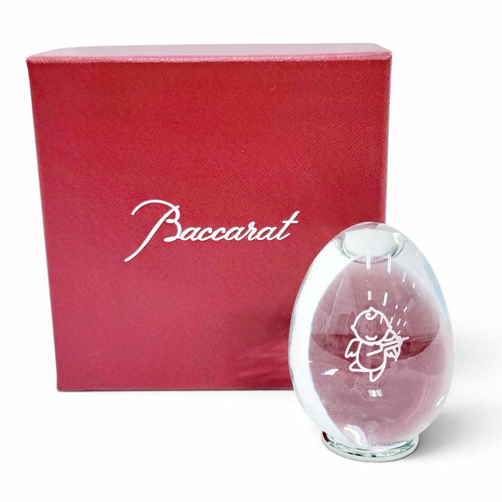 極美品△Baccarat バカラ 2005年製 クリスタル キューピー80周年記念 コラボ ロイヤルエッグ 卵型 オブジェ 置物 インテリア 箱付き