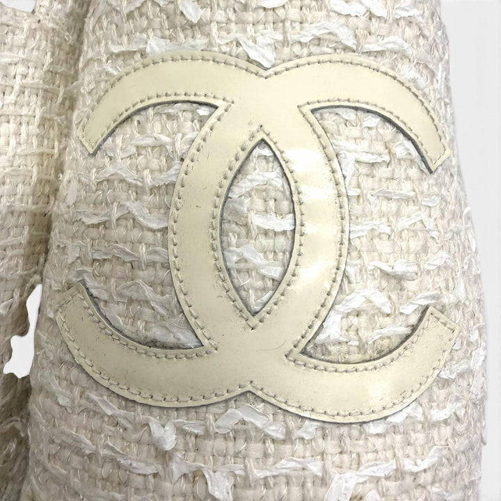 美品□CHANEL シャネル G29762 ココマーク エスパドリーユ スリッポン フラットシューズ アイボリー 42 スペイン製 メンズ 保存袋付き