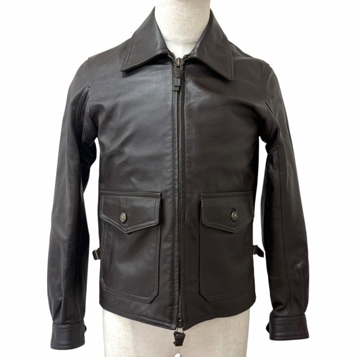 極美品□CINQUANTA チンクワンタ H-519 馬革 ホースハイド シングル ライダース レザージャケット ダークブラウン 44 イタリア製 正規品