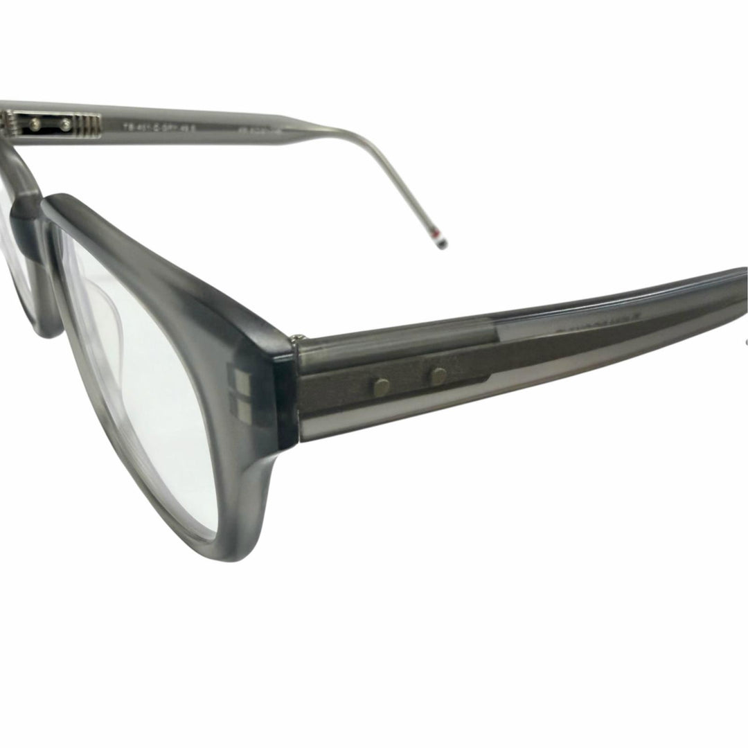 美品□THOM BROWNE トムブラウン TB-401C ウェリントン メガネ 眼鏡 アイウェア マットクリアグレー 49.5□21-148 度入り 日本製 メンズ