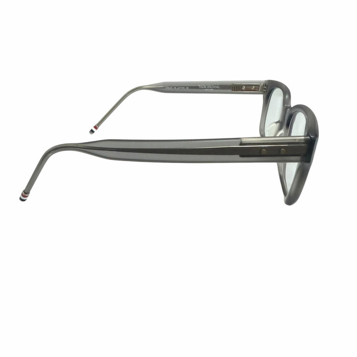 美品□THOM BROWNE トムブラウン TB-401C ウェリントン メガネ 眼鏡 アイウェア マットクリアグレー 49.5□21-148 度入り 日本製 メンズ
