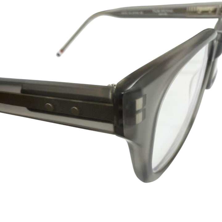 美品□THOM BROWNE トムブラウン TB-401C ウェリントン メガネ 眼鏡 アイウェア マットクリアグレー 49.5□21-148 度入り 日本製 メンズ