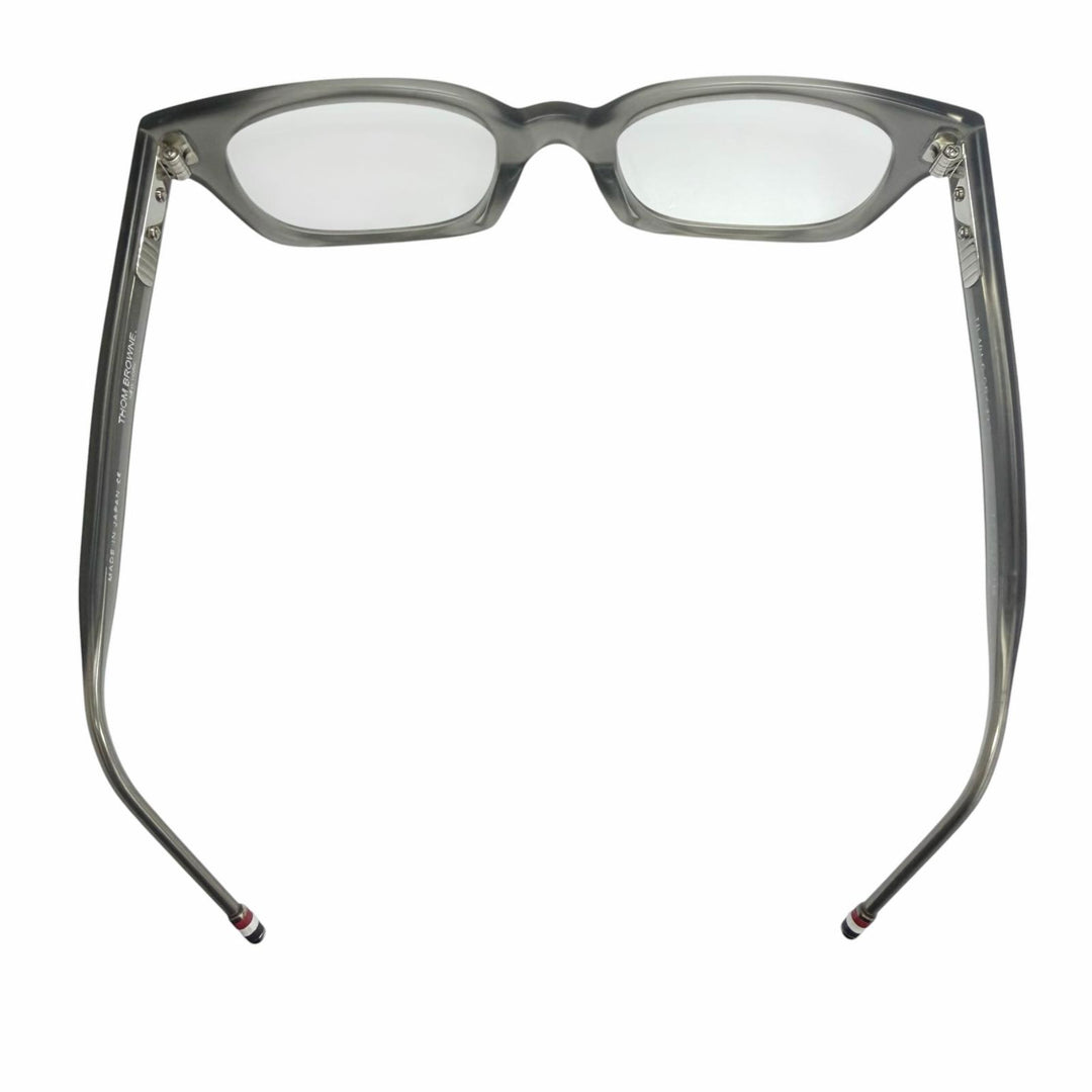 美品□THOM BROWNE トムブラウン TB-401C ウェリントン メガネ 眼鏡 アイウェア マットクリアグレー 49.5□21-148 度入り 日本製 メンズ