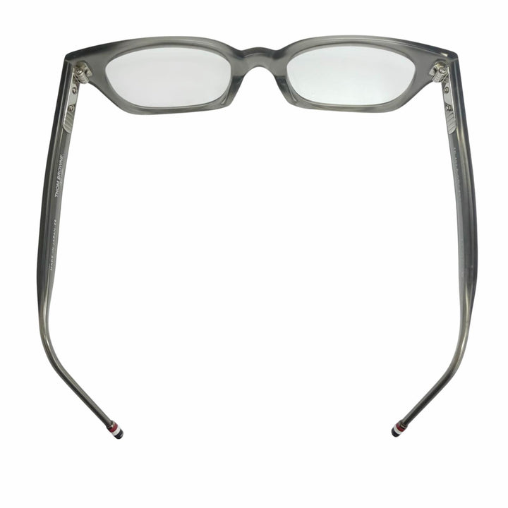 美品□THOM BROWNE トムブラウン TB-401C ウェリントン メガネ 眼鏡 アイウェア マットクリアグレー 49.5□21-148 度入り 日本製 メンズ
