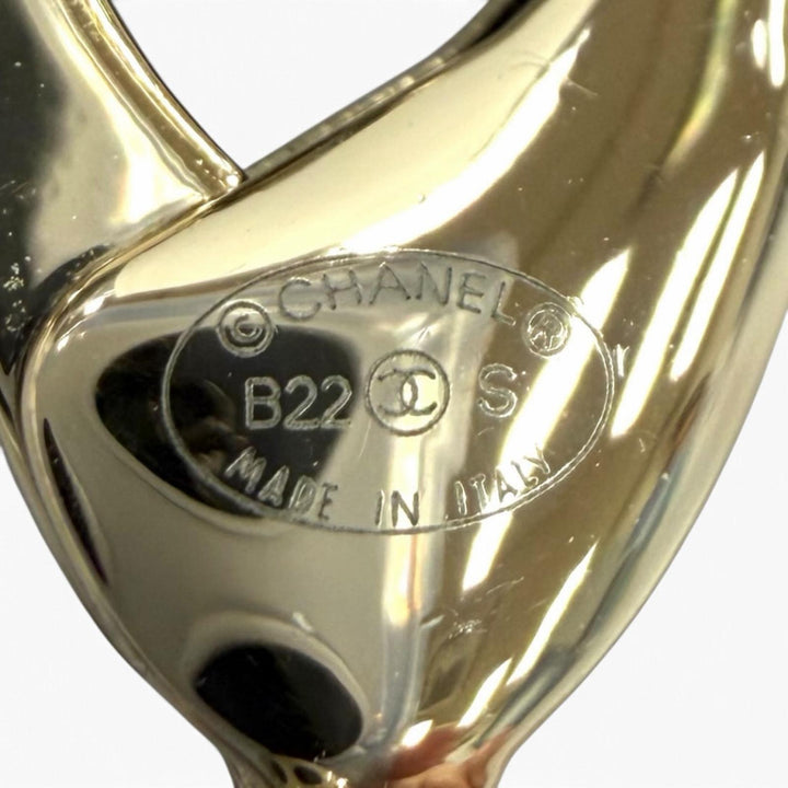 極美品★CHANEL シャネル B22S ラインストーンココマーク エコパール 喜平 チョーカー ネックレス ゴールド ホワイト イタリア製 箱付き