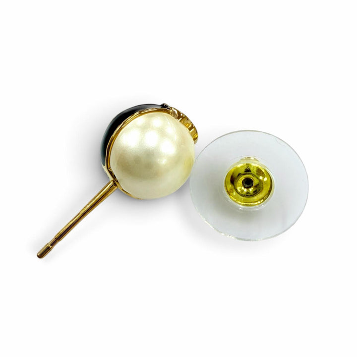 極美品☆CHANEL シャネル B24 ココマーク エコパール ブラックライン アクセサリー ピアス ブラック ゴールド イタリア製 レディース