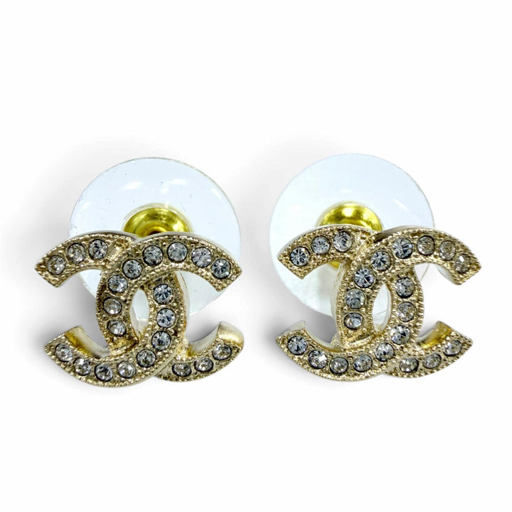 極美品☆CHANEL シャネル F26V ココマーク ラインストーン アクセサリー ピアス ゴールド フランス製 レディース 箱・保存袋付き