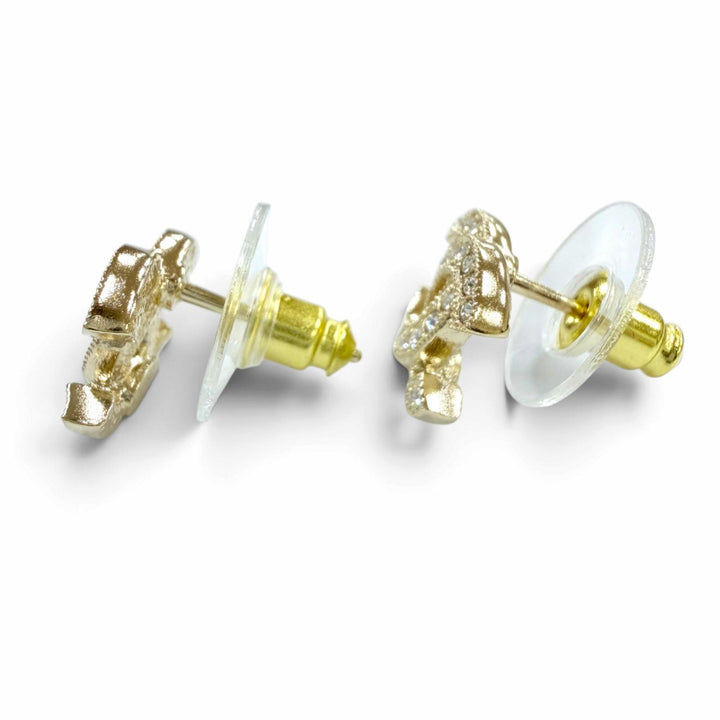 極美品☆CHANEL シャネル F26V ココマーク ラインストーン アクセサリー ピアス ゴールド フランス製 レディース 箱・保存袋付き