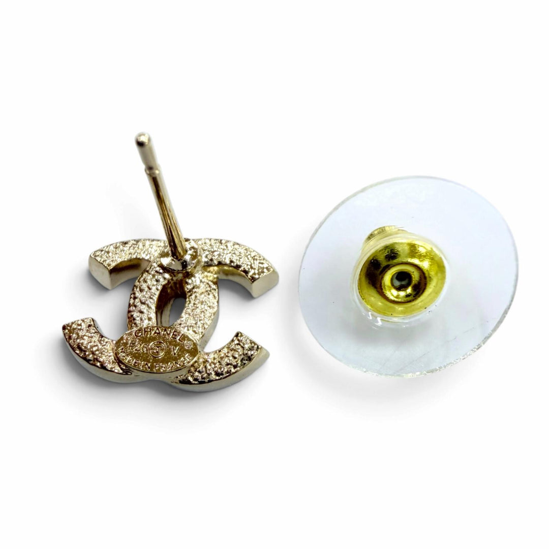極美品☆CHANEL シャネル F26V ココマーク ラインストーン アクセサリー ピアス ゴールド フランス製 レディース 箱・保存袋付き