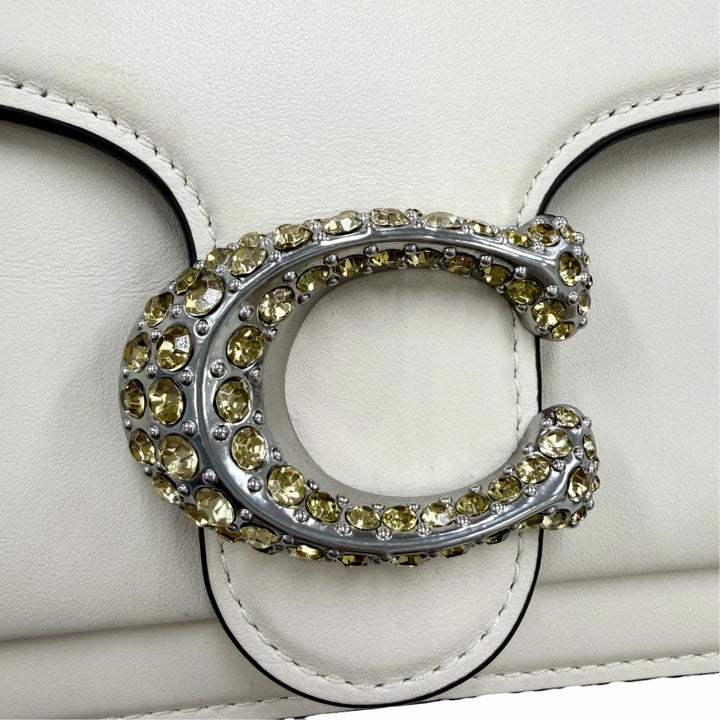 極美品☆COACH コーチ CY940 タビー 26 クリスタルビジュー装飾 レザー 2WAY ハンドバッグ ショルダーバッグ アイボリー レディース