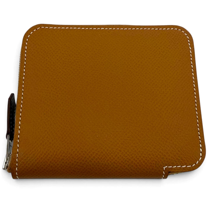 極美品☆HERMES エルメス アザップ コンパクト シルクイン ヴォーエプソン ゴールド シルバー金具 コインケース U刻印 フランス製 箱付き