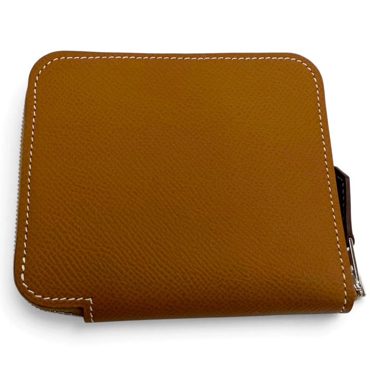 極美品☆HERMES エルメス アザップ コンパクト シルクイン ヴォーエプソン ゴールド シルバー金具 コインケース U刻印 フランス製 箱付き