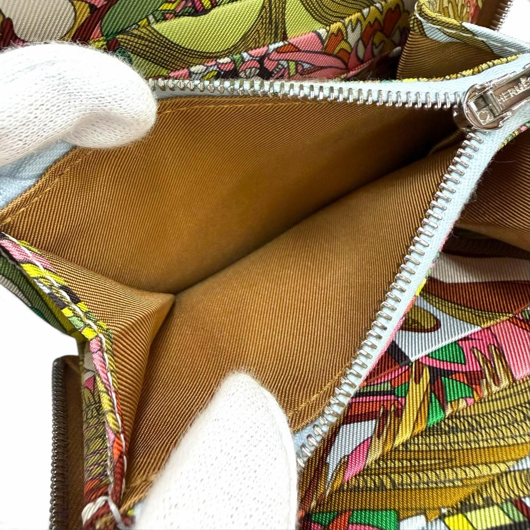 極美品☆HERMES エルメス アザップ コンパクト シルクイン ヴォーエプソン ゴールド シルバー金具 コインケース U刻印 フランス製 箱付き